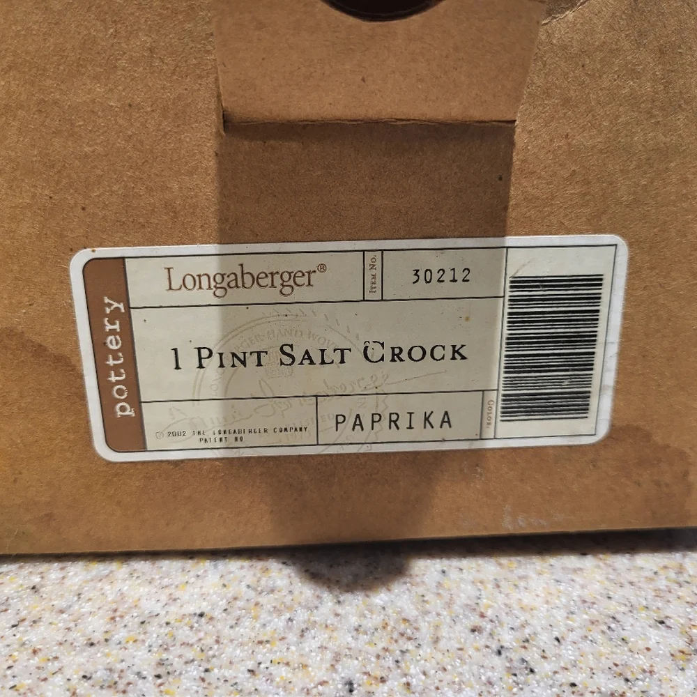 Longaberger Pottery Woven Traditions Paprika Round 1 Pint Salt Crock USA Made